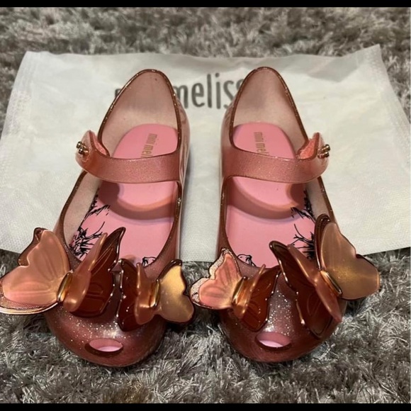 Mini Melissa Shoes - New Mini Melissa Ultragirl Pink Butterfly Mary Jane Shoes Size 10